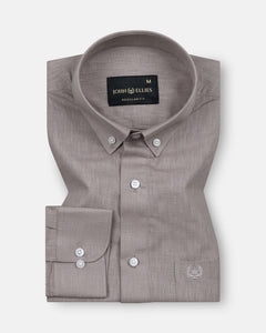 Airloom Brown Plain Linen Button Down Shirt - John Ellies