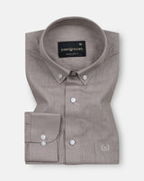 Airloom Brown Plain Linen Button Down Shirt