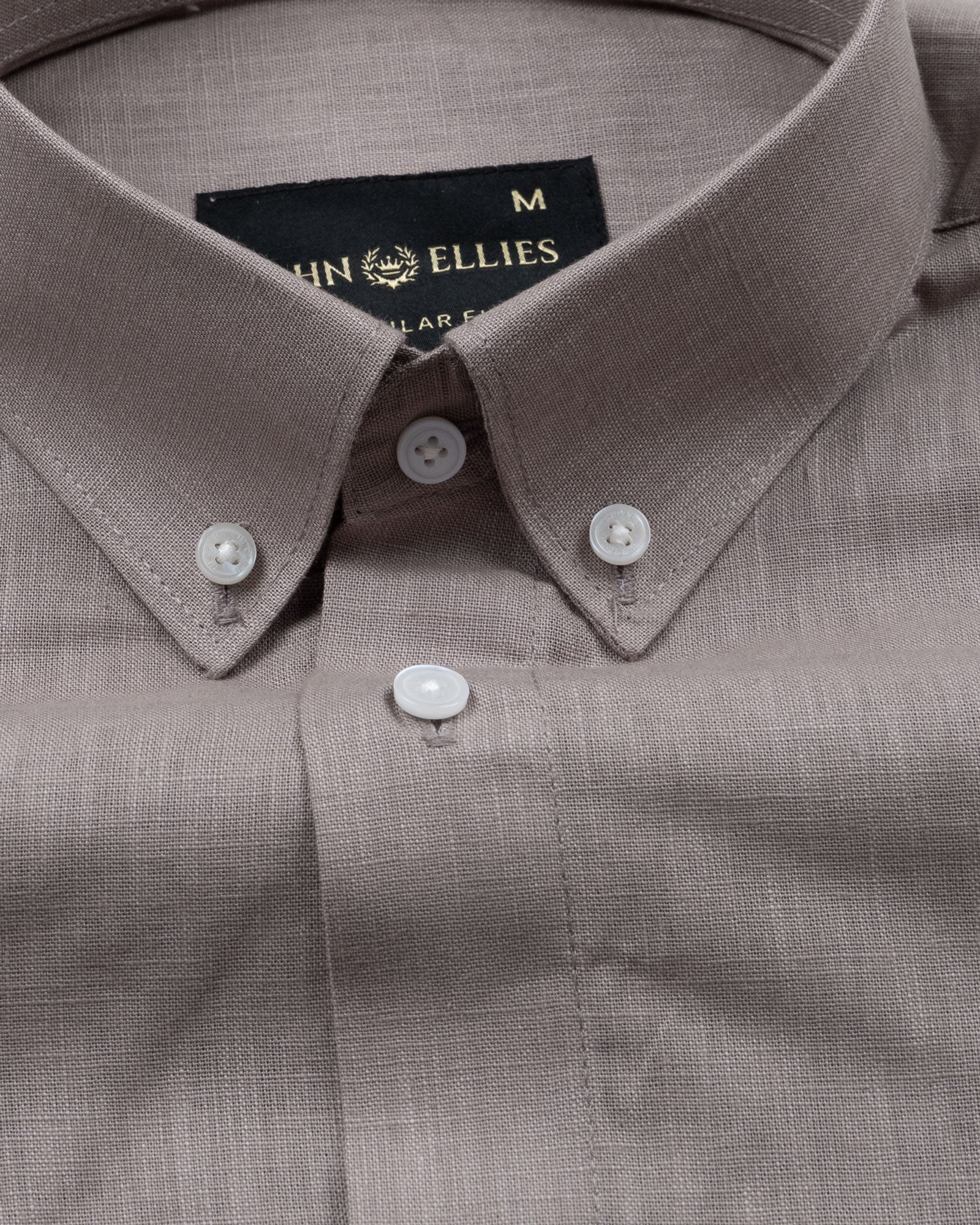 Airloom Brown Plain Linen Button Down Shirt - John Ellies
