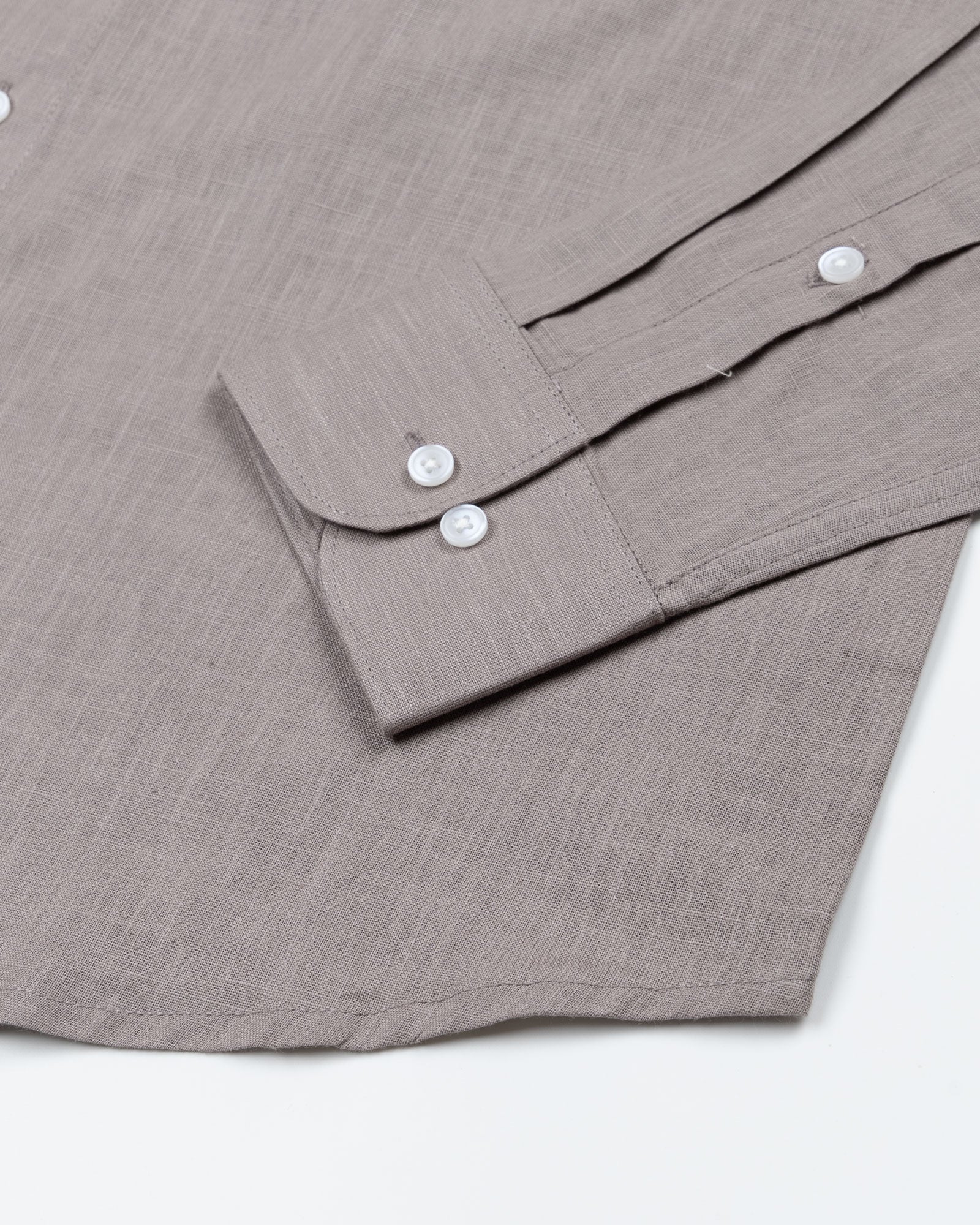 Airloom Brown Plain Linen Button Down Shirt - John Ellies