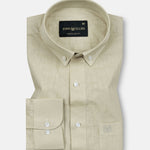 Airloom Khaki Plain Linen Button Down Shirt - John Ellies
