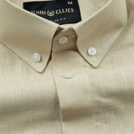 Airloom Khaki Plain Linen Button Down Shirt - John Ellies