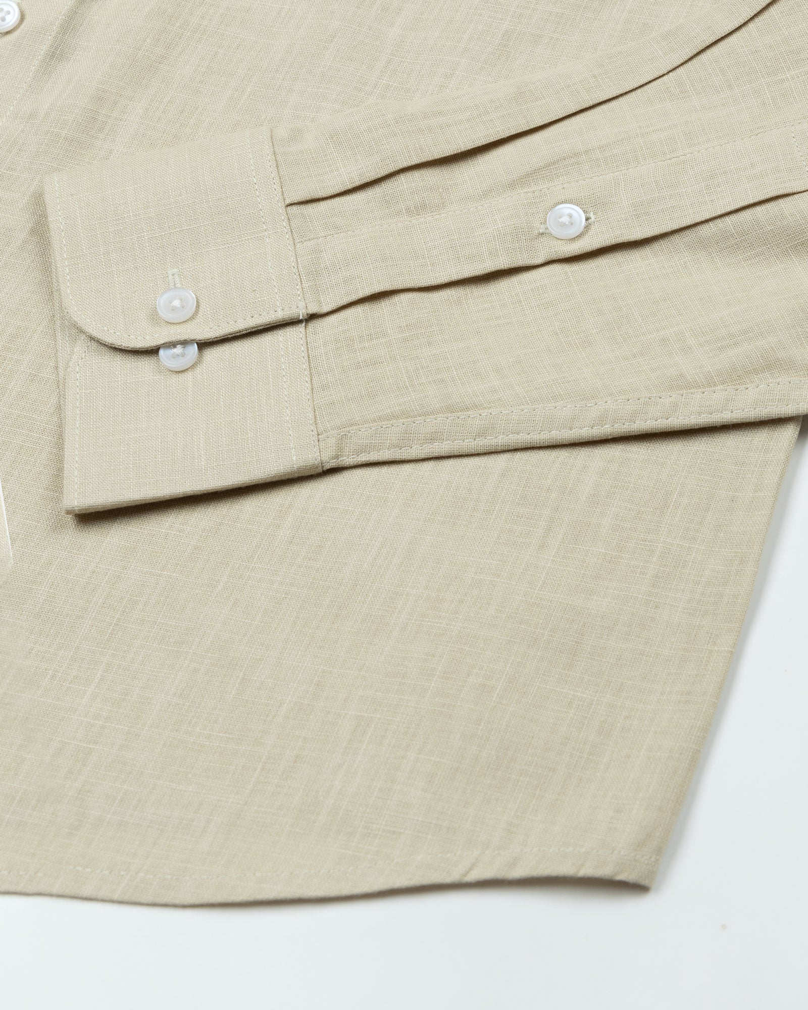 Airloom Khaki Plain Linen Button Down Shirt - John Ellies