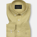 Airloom Gold Plain Linen Button Down Shirt - John Ellies