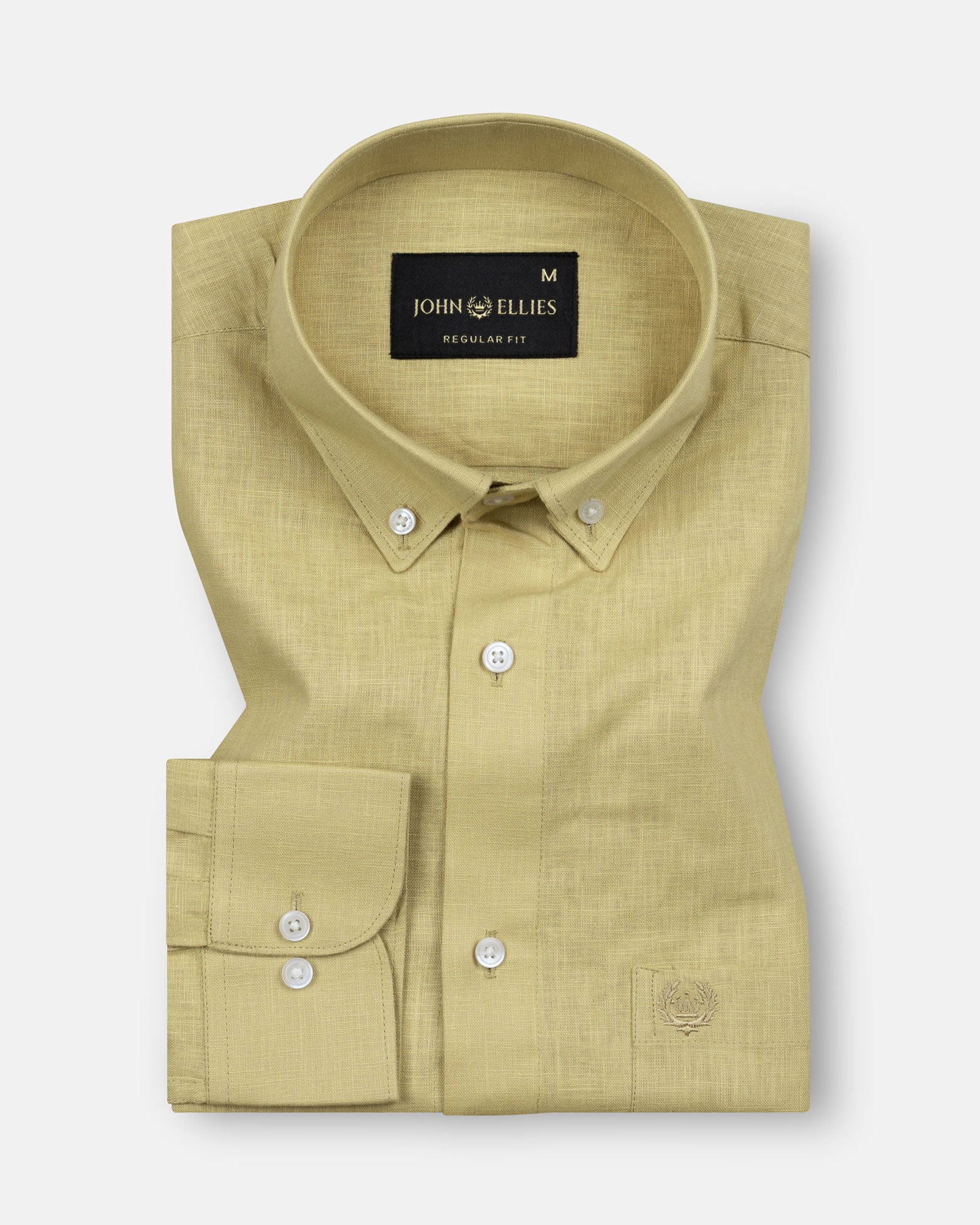 Airloom Gold Plain Linen Button Down Shirt - John Ellies