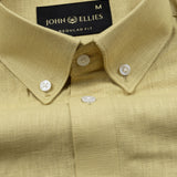 Airloom Gold Plain Linen Button Down Shirt - John Ellies