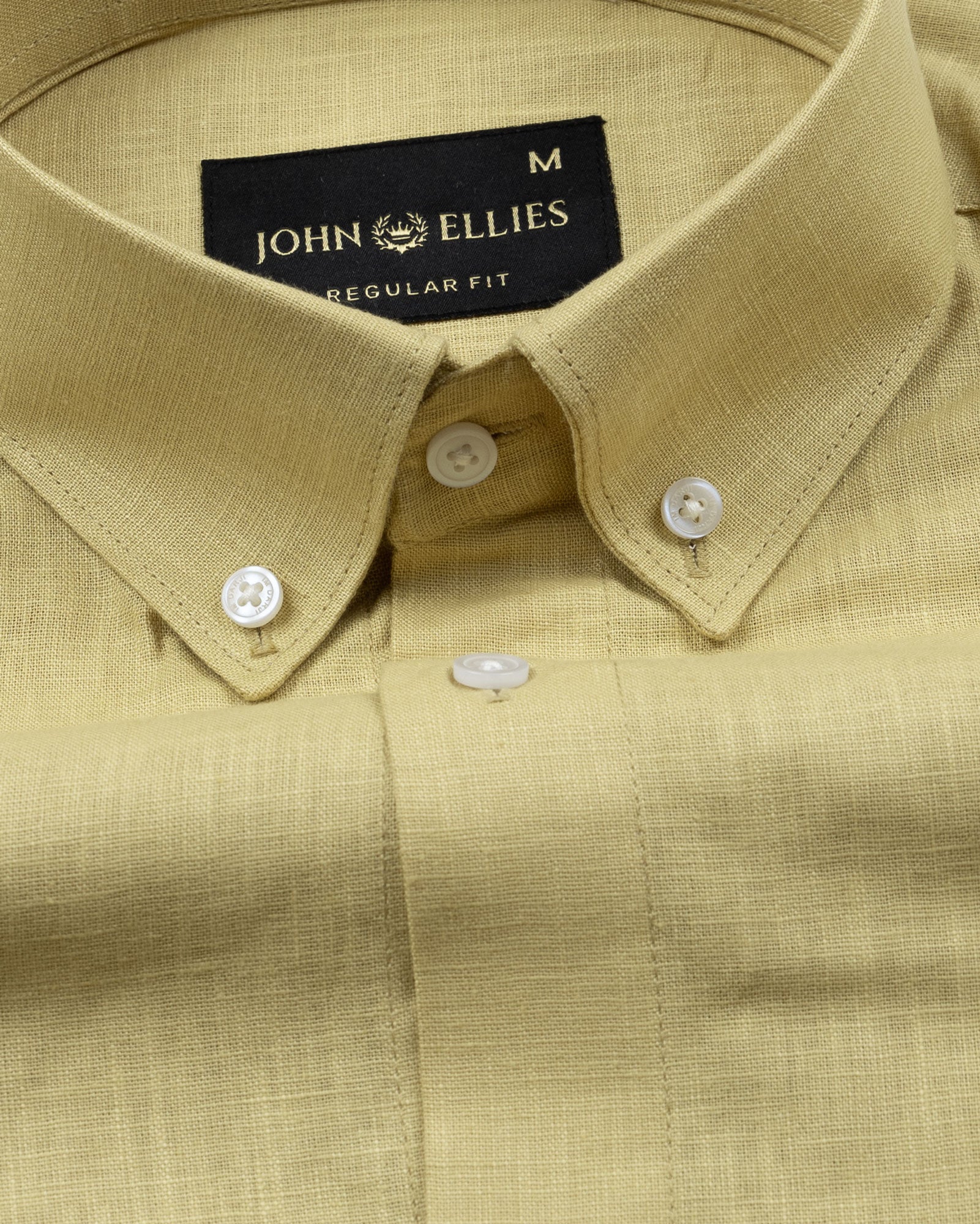 Airloom Gold Plain Linen Button Down Shirt - John Ellies