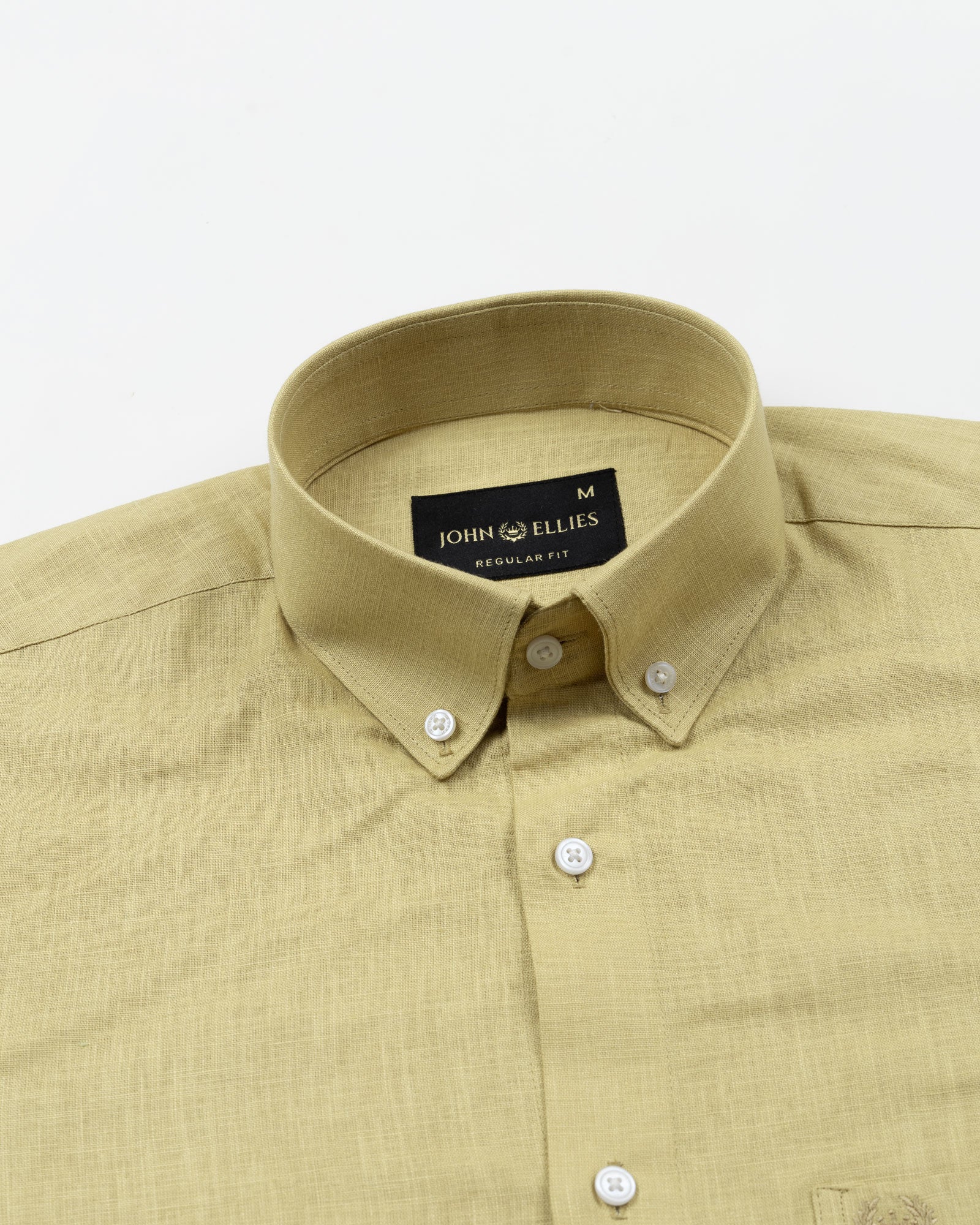 Airloom Gold Plain Linen Button Down Shirt - John Ellies