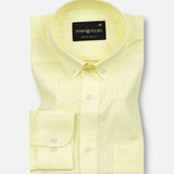 Airloom Yellow Plain Linen Button Down Shirt - John Ellies