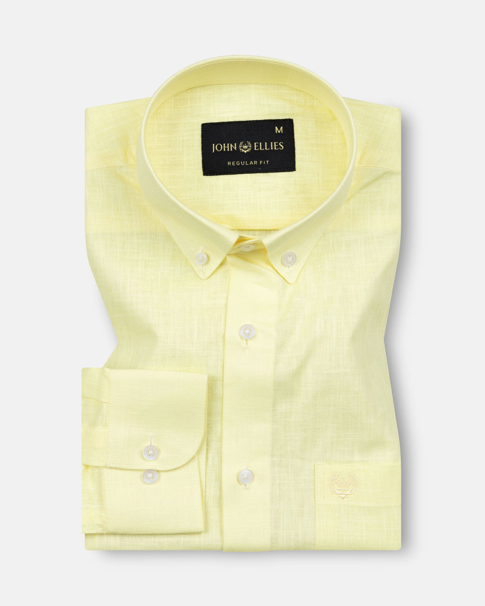Airloom Yellow Plain Linen Button Down Shirt - John Ellies