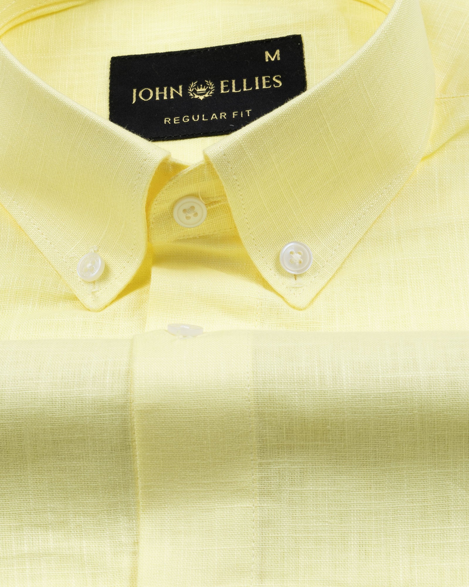 Airloom Yellow Plain Linen Button Down Shirt - John Ellies