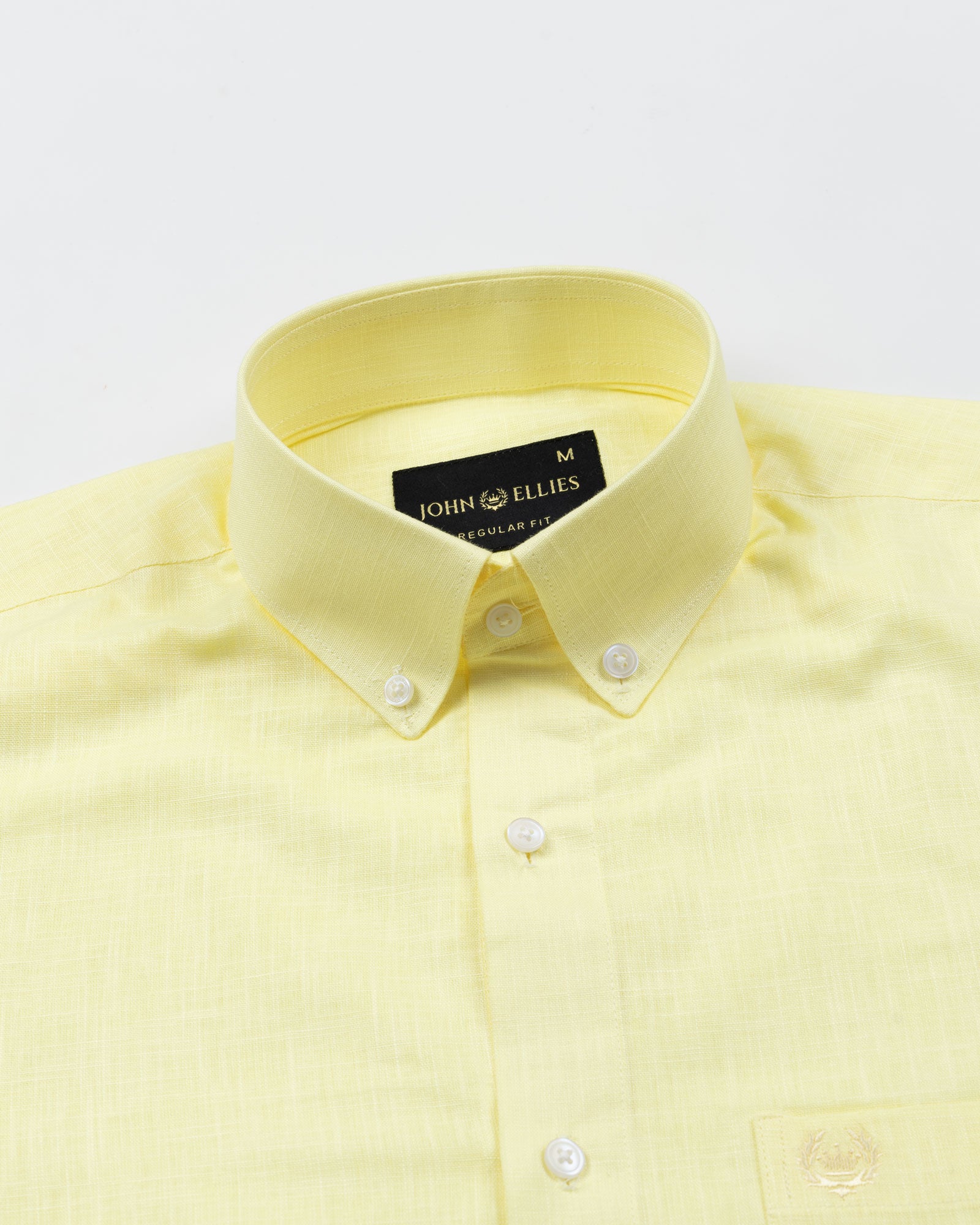 Airloom Yellow Plain Linen Button Down Shirt - John Ellies