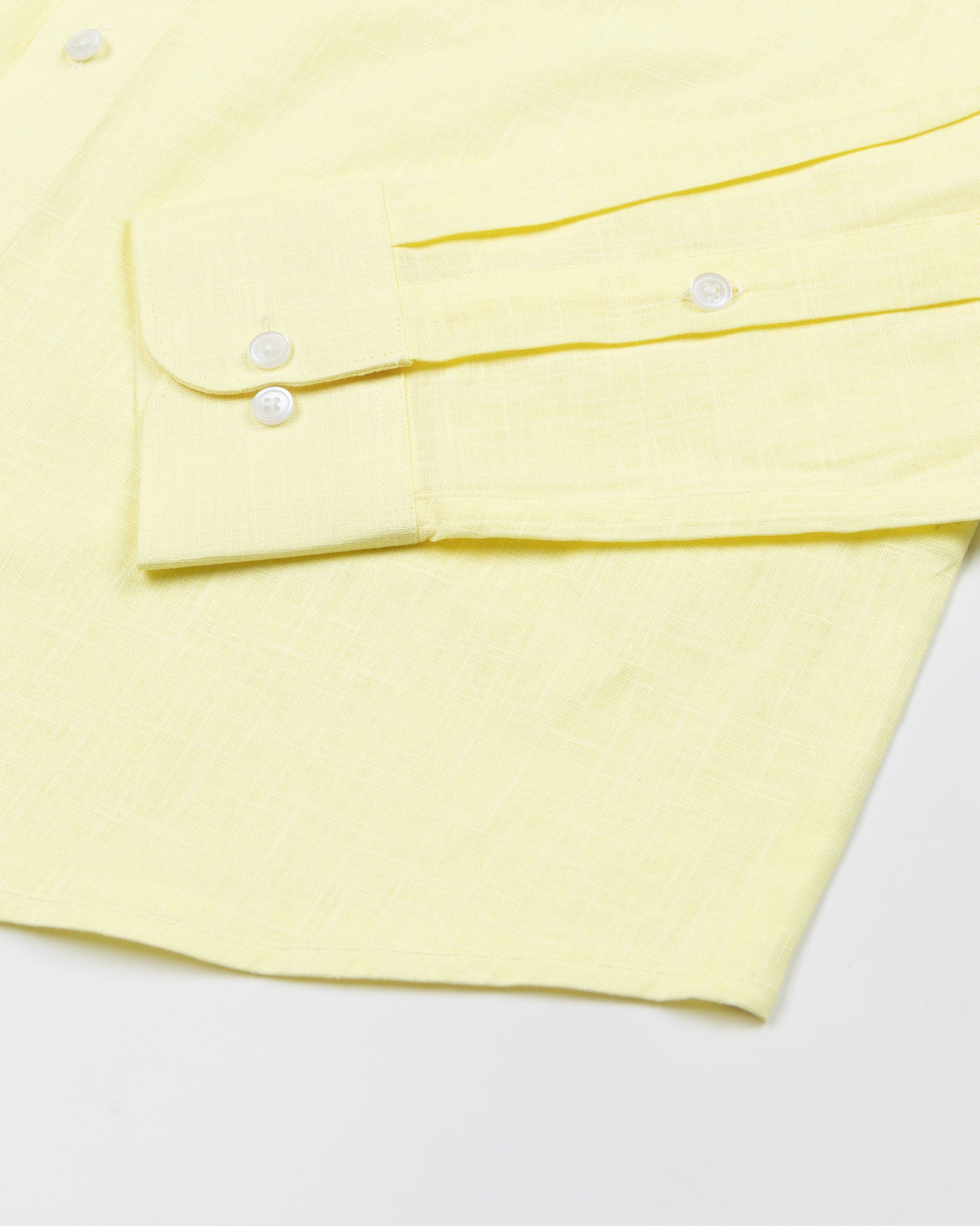 Airloom Yellow Plain Linen Button Down Shirt - John Ellies