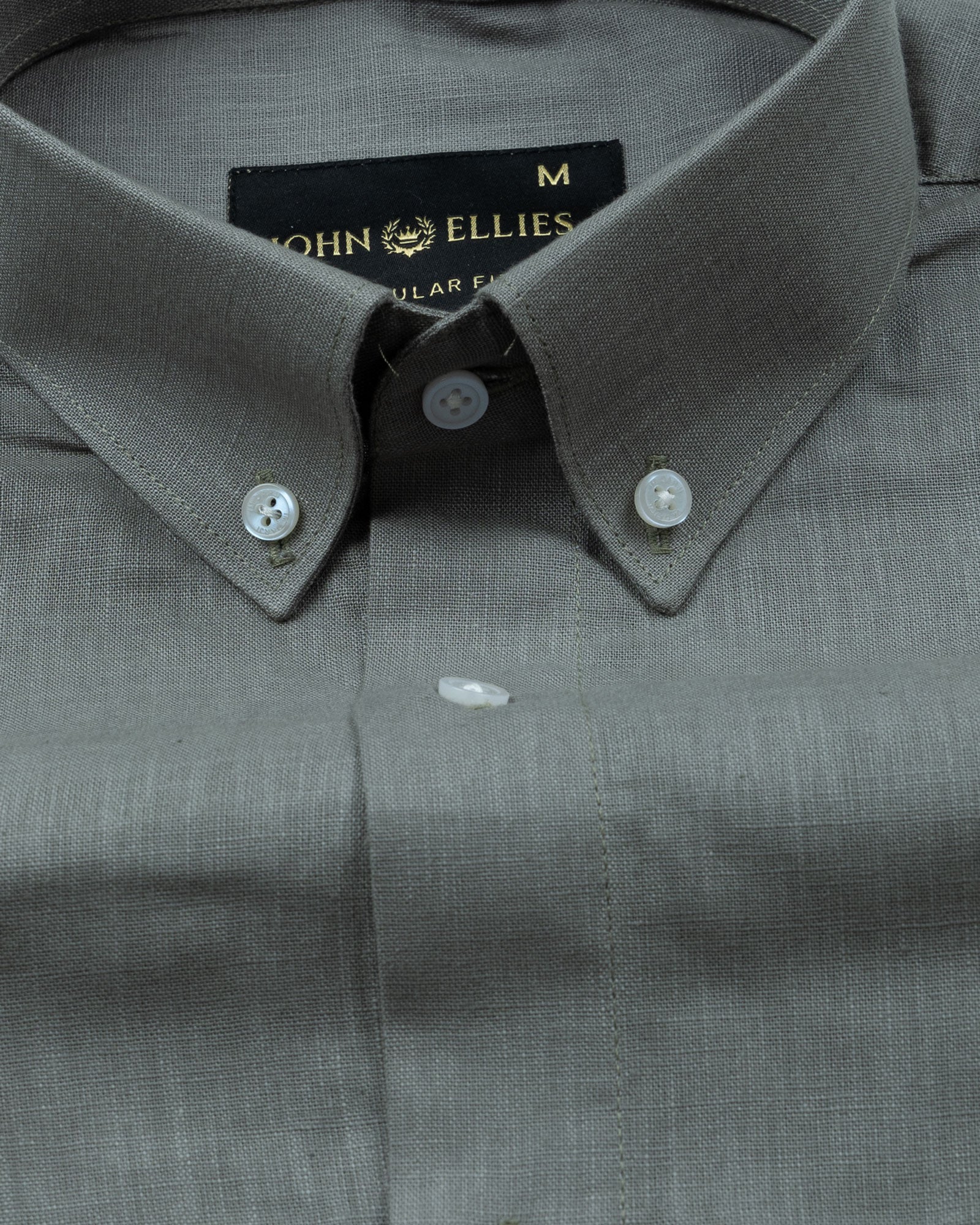 Airloom Smoke Plain Linen Button Down Shirt - John Ellies