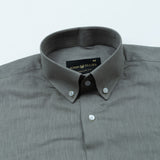 Airloom Smoke Plain Linen Button Down Shirt - John Ellies