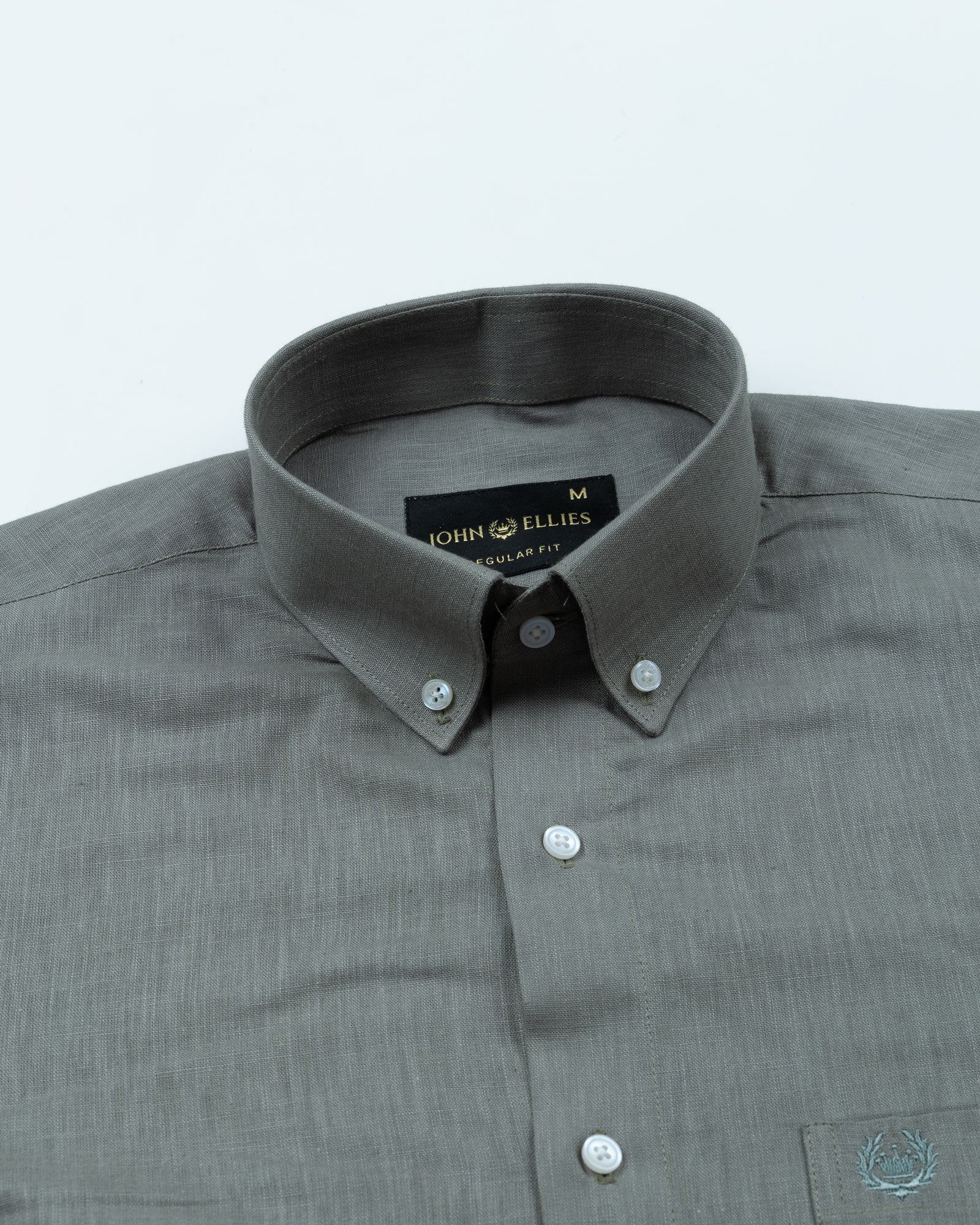 Airloom Smoke Plain Linen Button Down Shirt - John Ellies