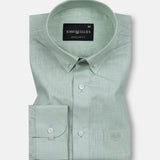 Airloom Green Plain Linen Button Down Shirt - John Ellies