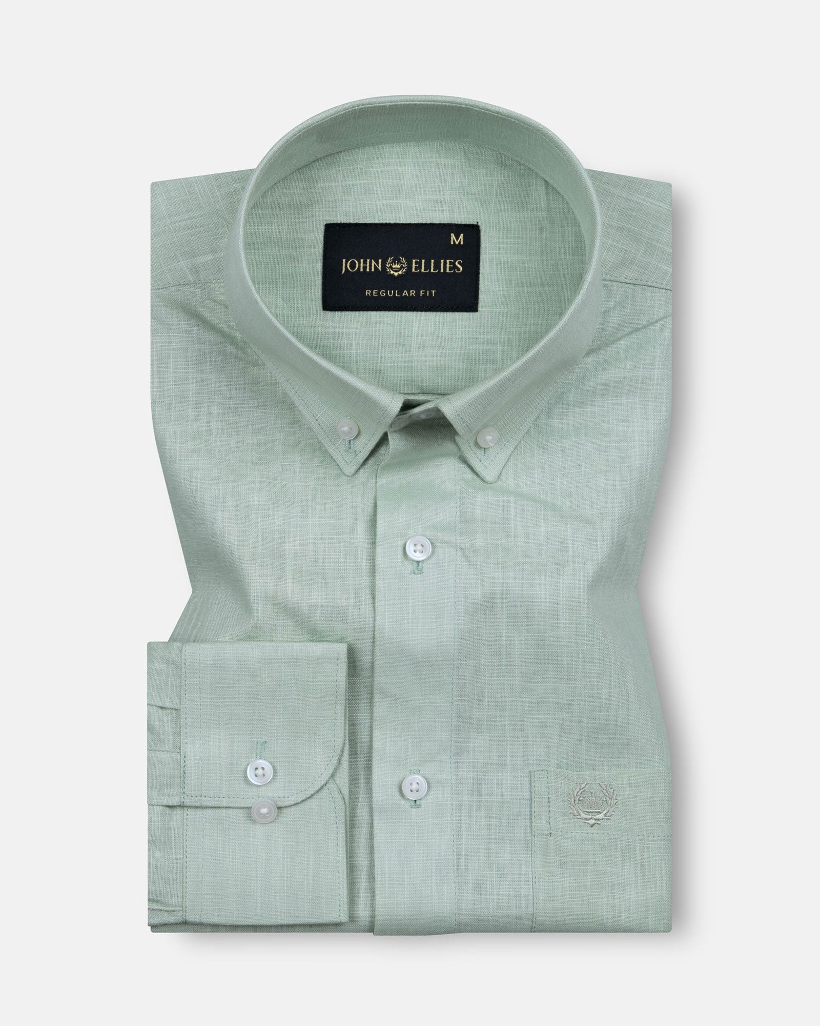 Airloom Green Plain Linen Button Down Shirt - John Ellies