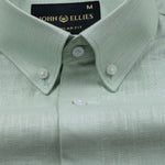 Airloom Green Plain Linen Button Down Shirt - John Ellies