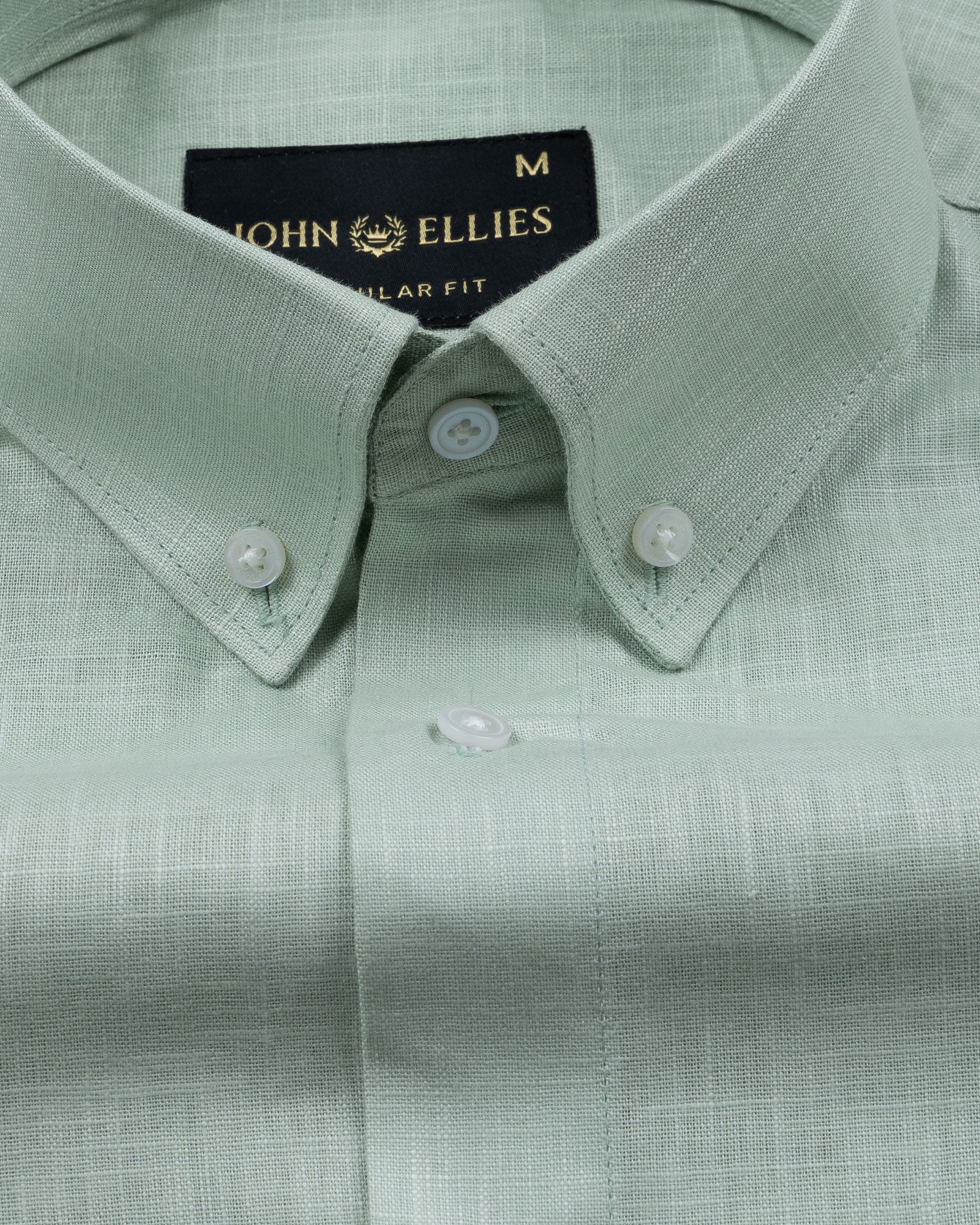 Airloom Green Plain Linen Button Down Shirt - John Ellies
