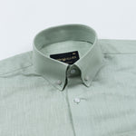 Airloom Green Plain Linen Button Down Shirt - John Ellies