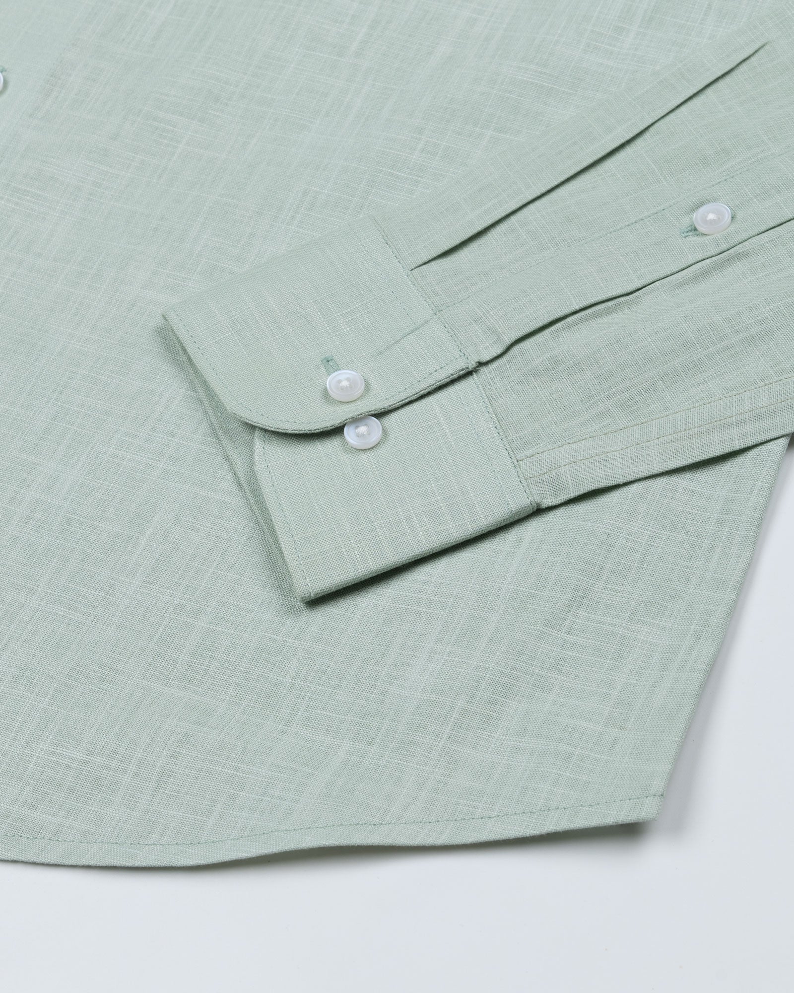 Airloom Green Plain Linen Button Down Shirt - John Ellies