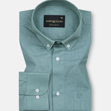 Airloom Teal Plain Linen Button Down Shirt - John Ellies