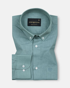 Airloom Teal Plain Linen Button Down Shirt - John Ellies
