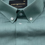 Airloom Teal Plain Linen Button Down Shirt - John Ellies