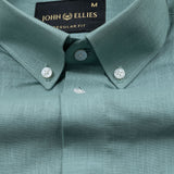 Airloom Teal Plain Linen Button Down Shirt - John Ellies