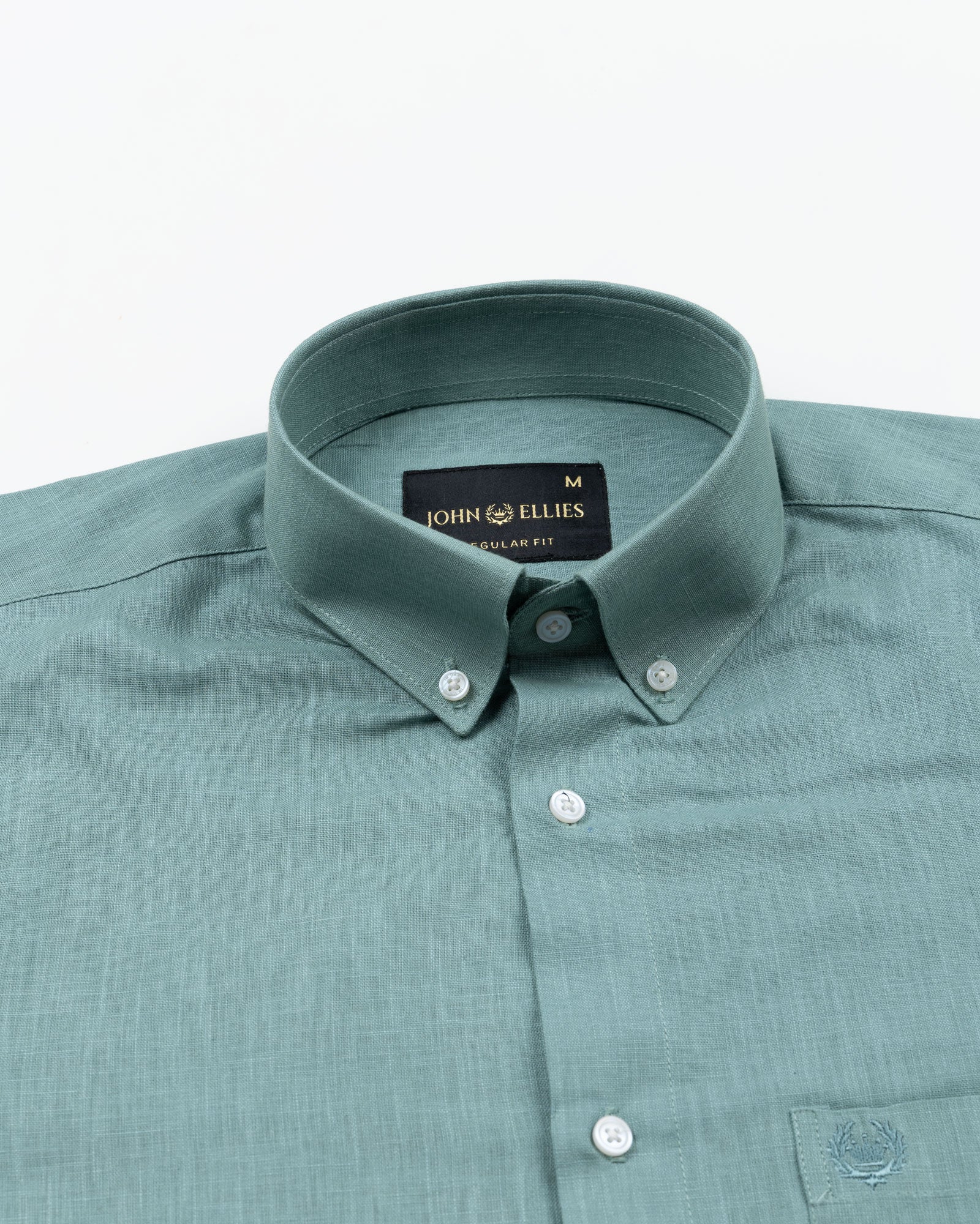 Airloom Teal Plain Linen Button Down Shirt - John Ellies