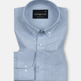 Airloom Powder Blue Plain Linen Button Down Shirt - John Ellies