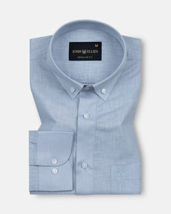 Airloom Powder Blue Plain Linen Button Down Shirt - John Ellies