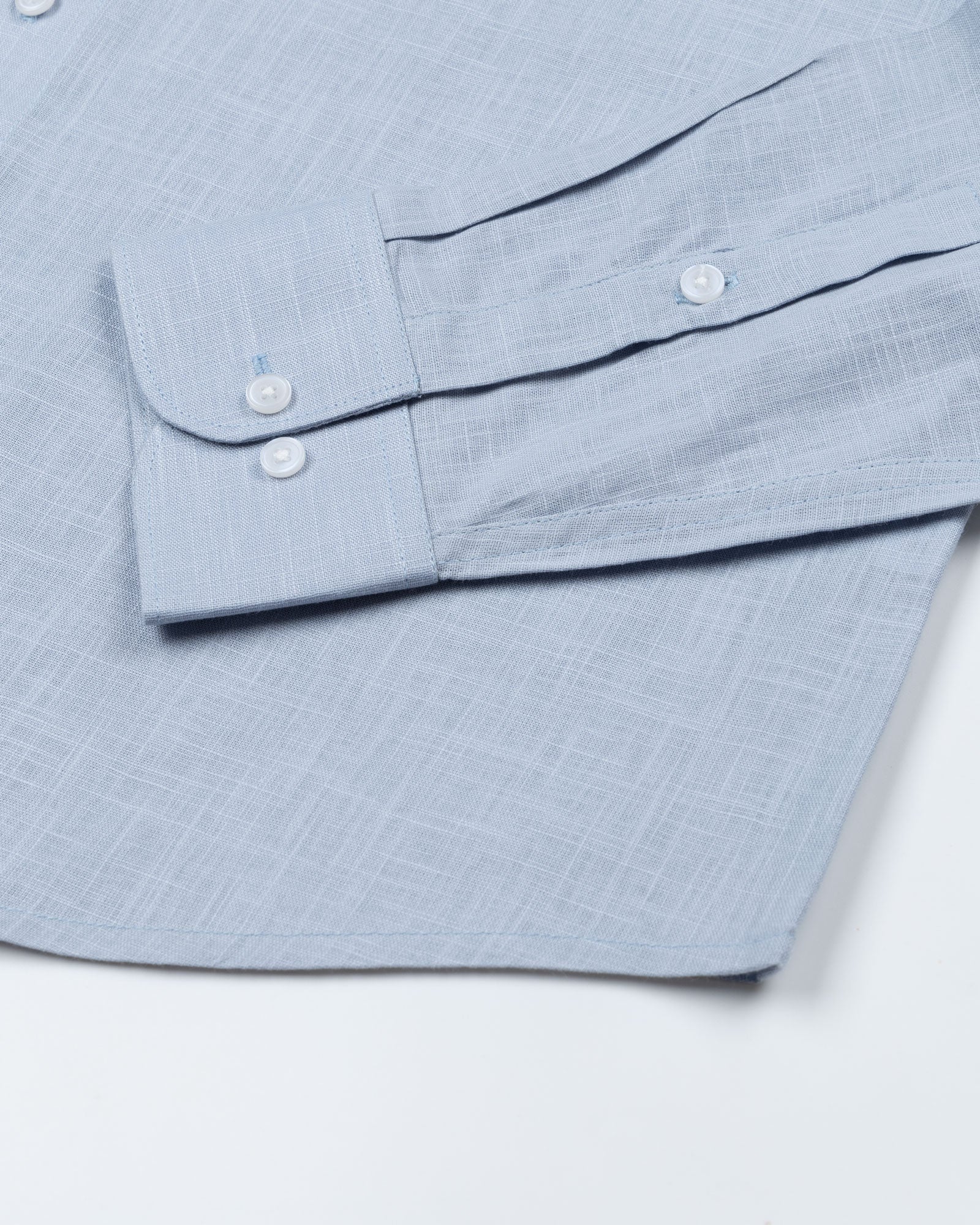 Airloom Powder Blue Plain Linen Button Down Shirt - John Ellies