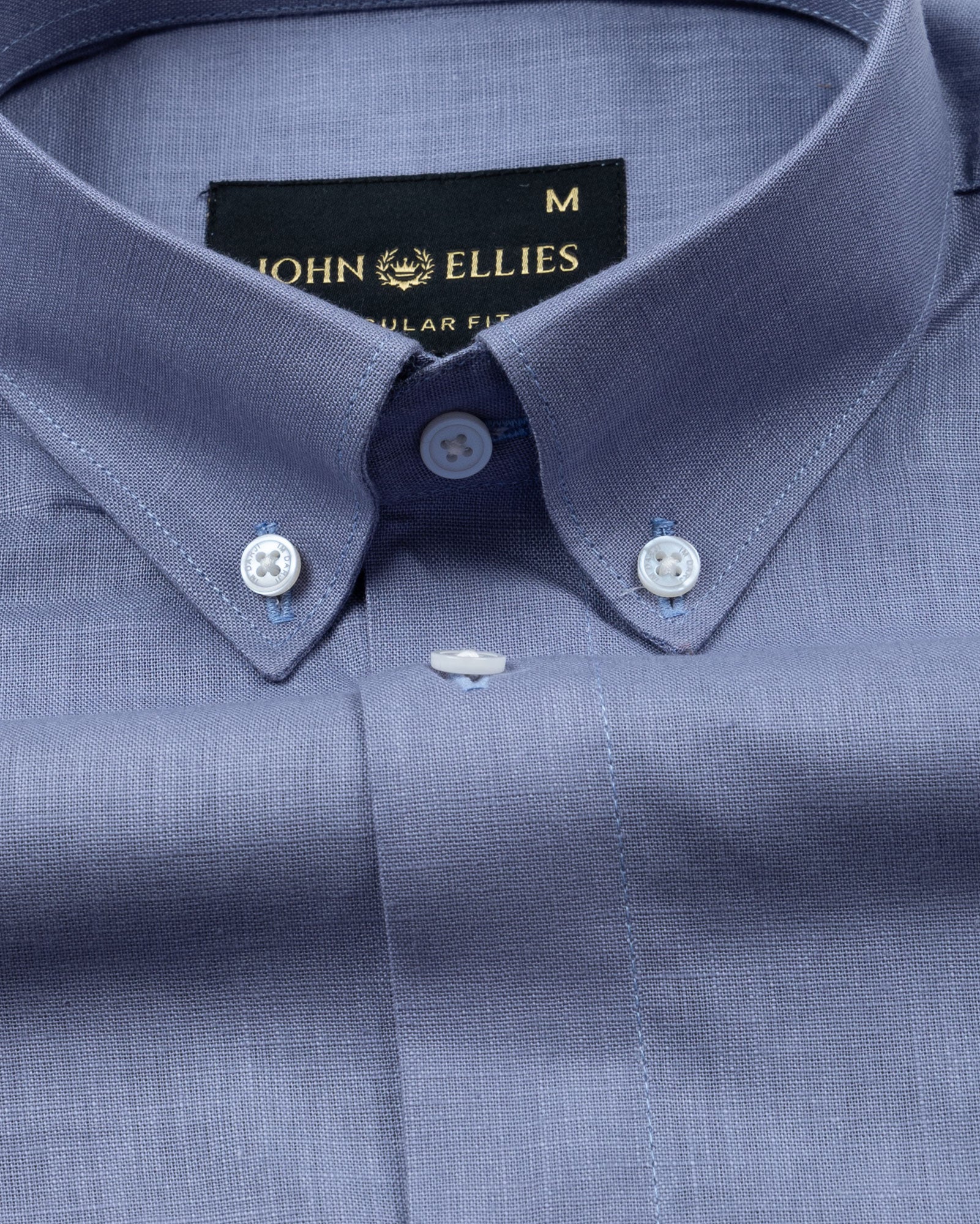 Airloom Grey Plain Linen Button Down Shirt - John Ellies