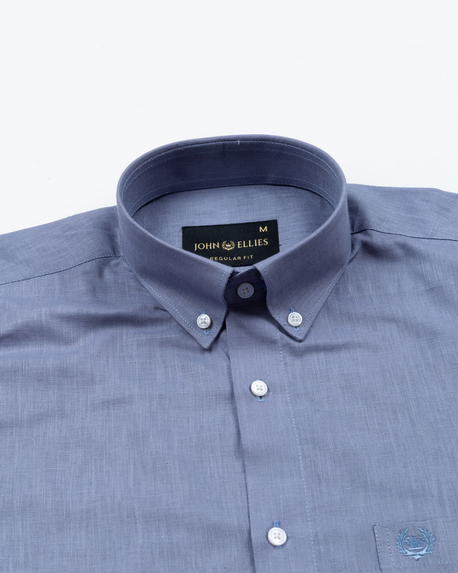 Airloom Grey Plain Linen Button Down Shirt - John Ellies
