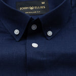 Airloom Navy Blue Plain Linen Button Down Shirt - John Ellies