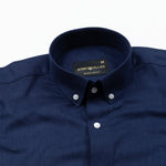 Airloom Navy Blue Plain Linen Button Down Shirt - John Ellies