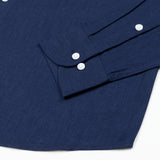 Airloom Navy Blue Plain Linen Button Down Shirt - John Ellies
