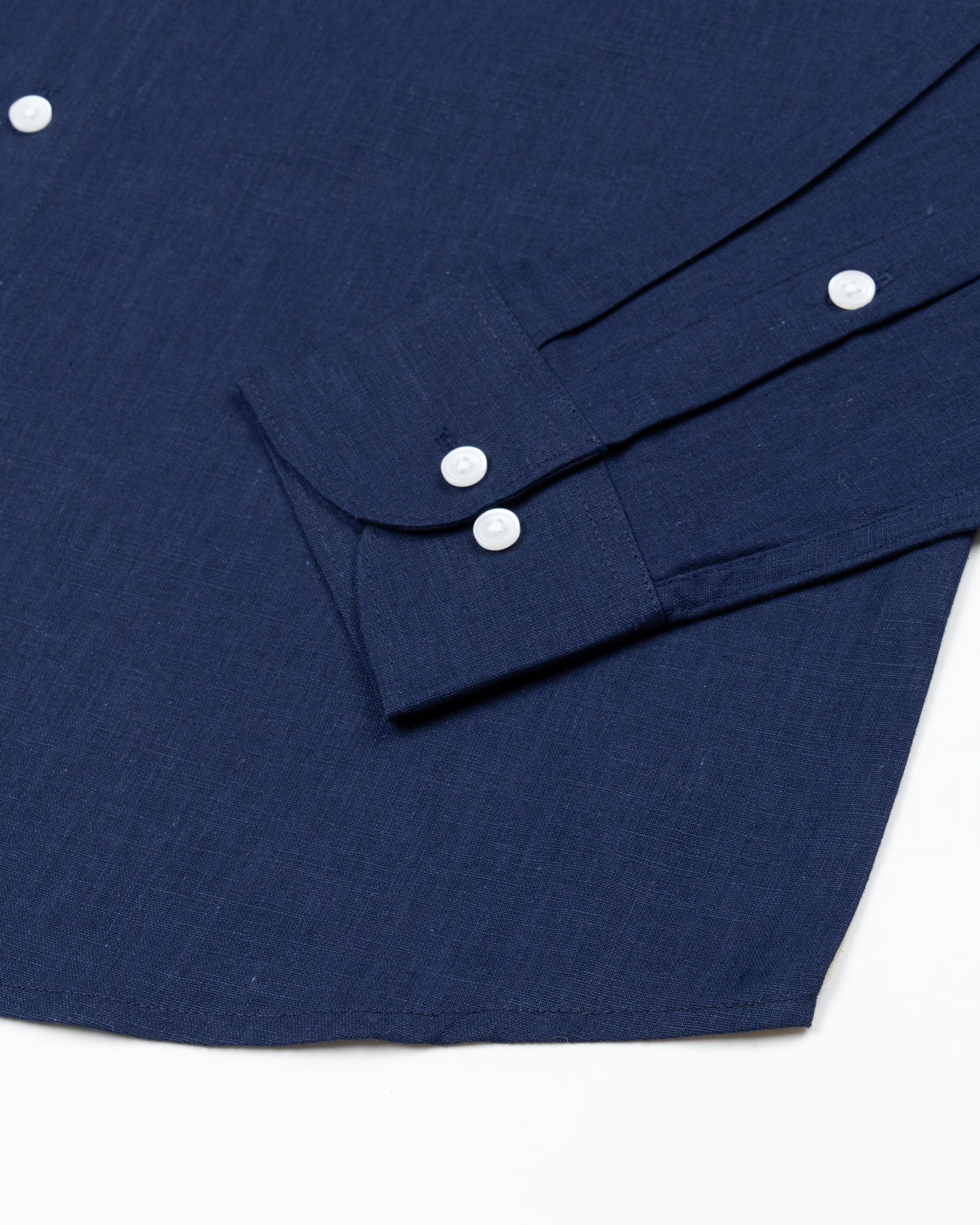 Airloom Navy Blue Plain Linen Button Down Shirt - John Ellies