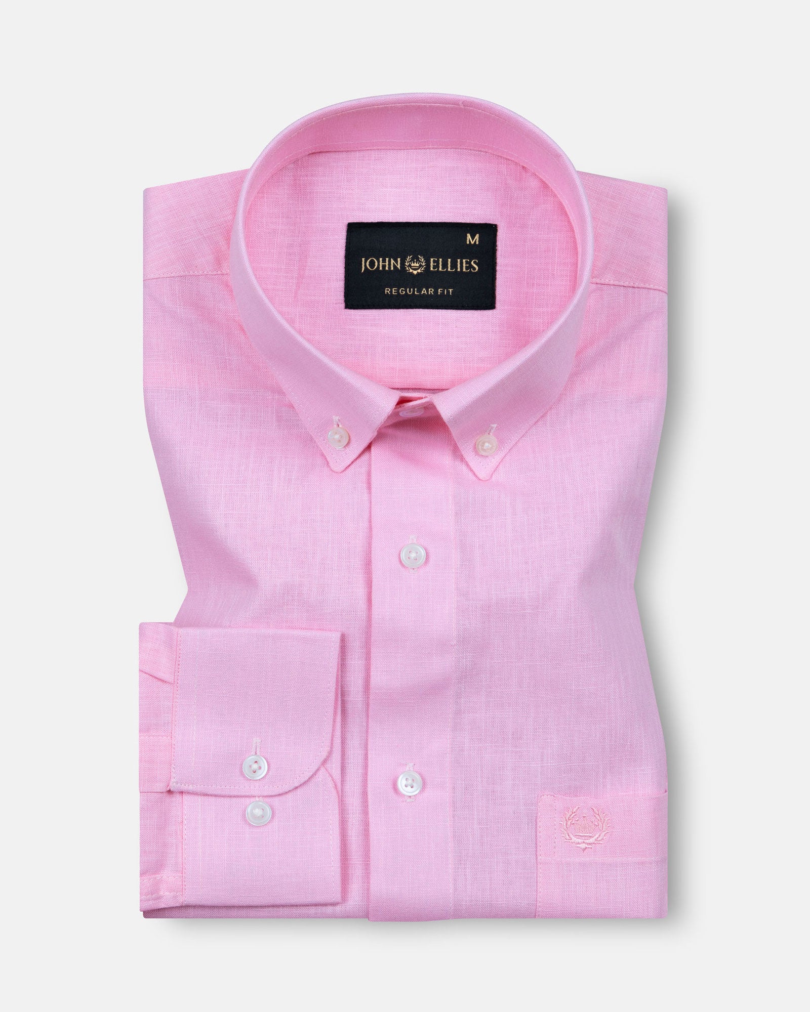 Airloom Pink Plain Linen Button Down Shirt - John Ellies