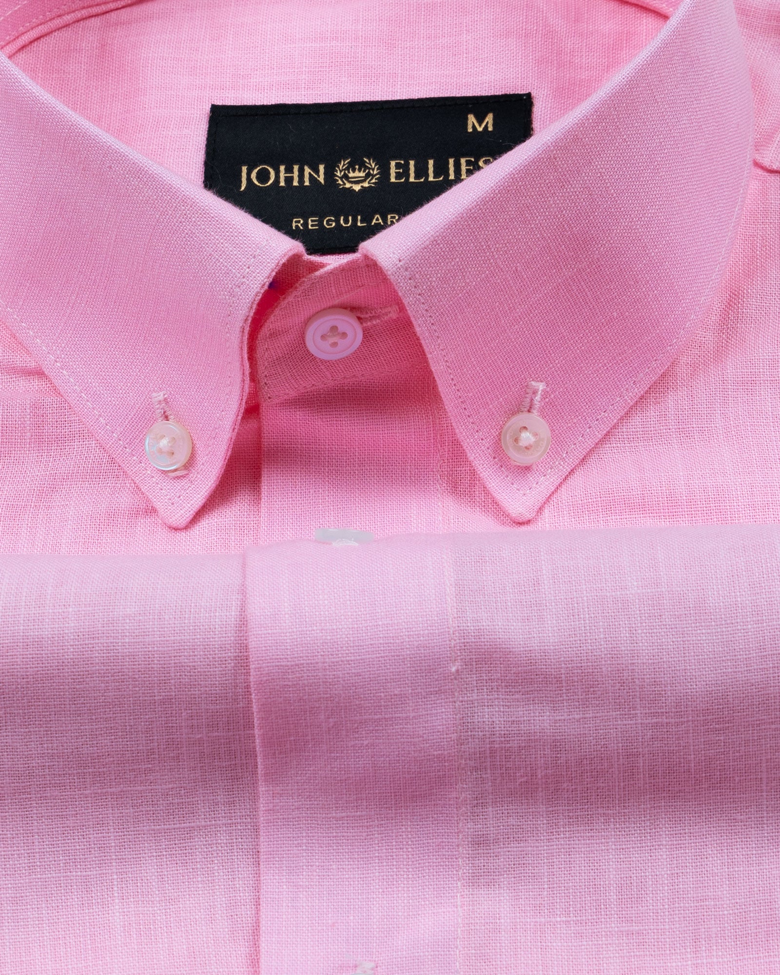 Airloom Pink Plain Linen Button Down Shirt - John Ellies