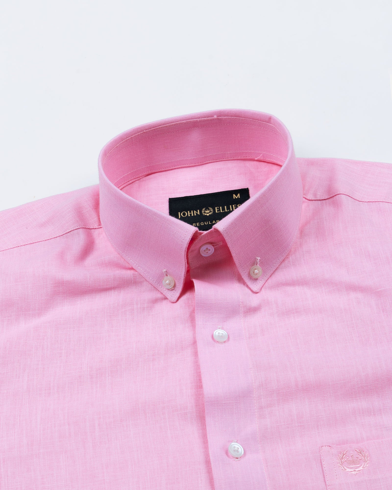 Airloom Pink Plain Linen Button Down Shirt - John Ellies