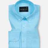 Airloom Sky Blue Plain Linen Button Down Shirt - John Ellies