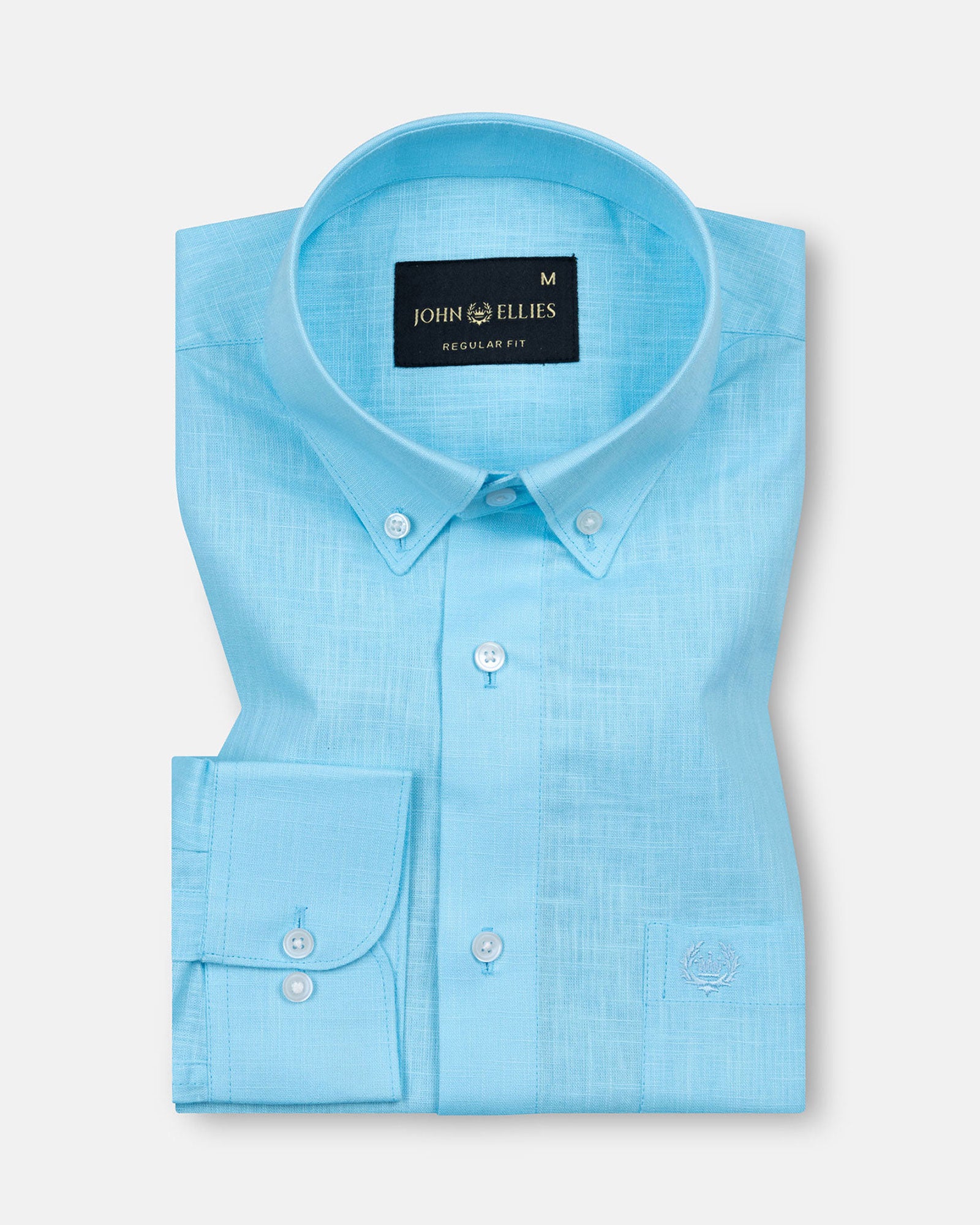 Airloom Sky Blue Plain Linen Button Down Shirt - John Ellies