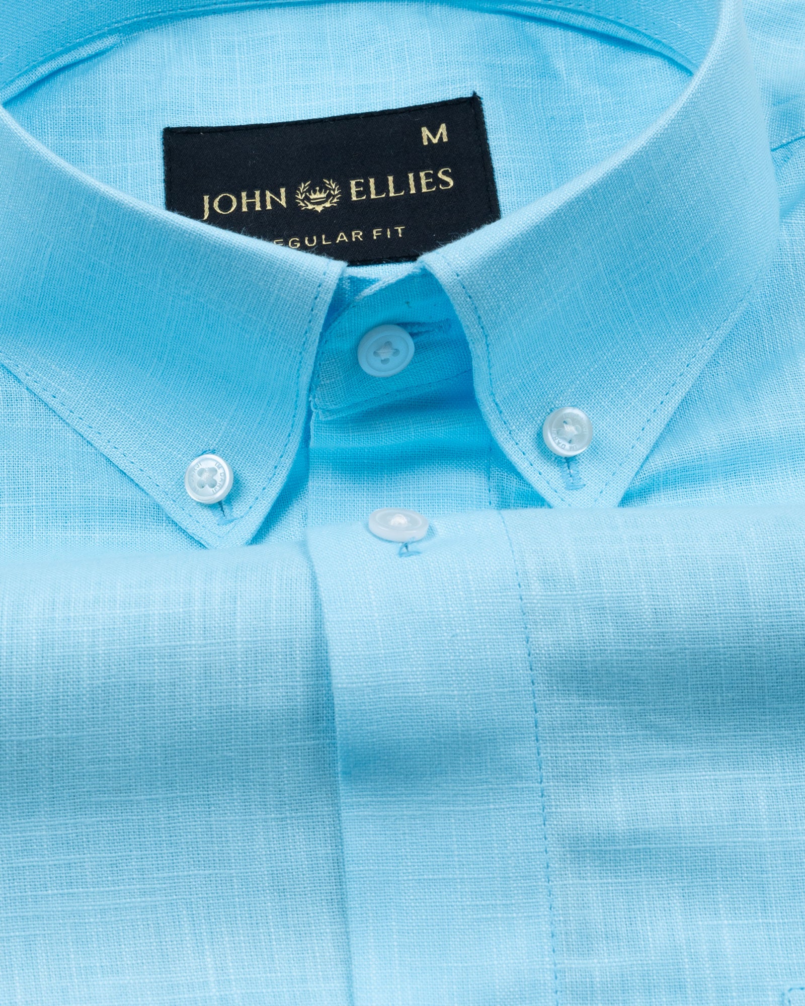 Airloom Sky Blue Plain Linen Button Down Shirt - John Ellies
