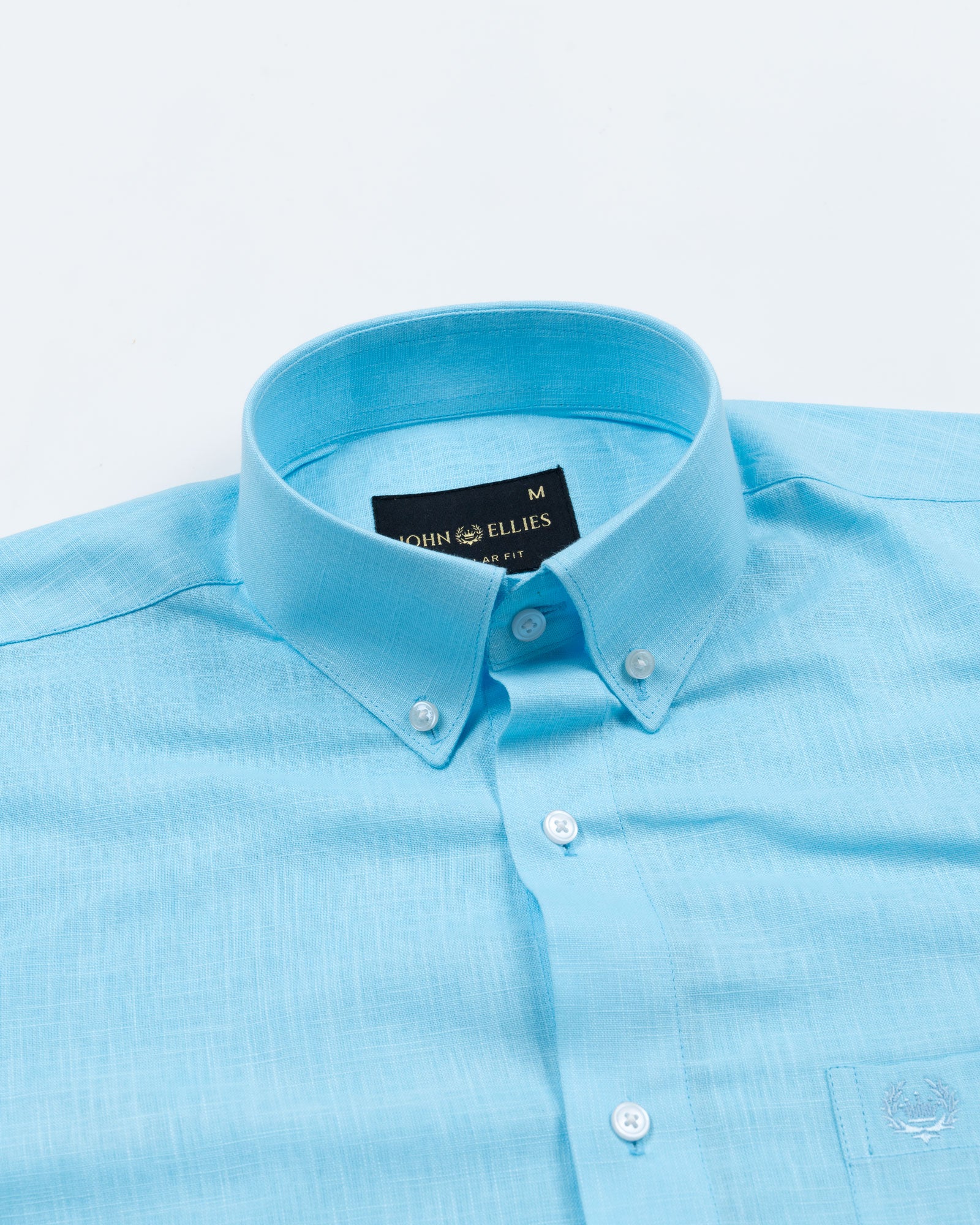 Airloom Sky Blue Plain Linen Button Down Shirt - John Ellies