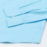 Airloom Sky Blue Plain Linen Button Down Shirt - John Ellies