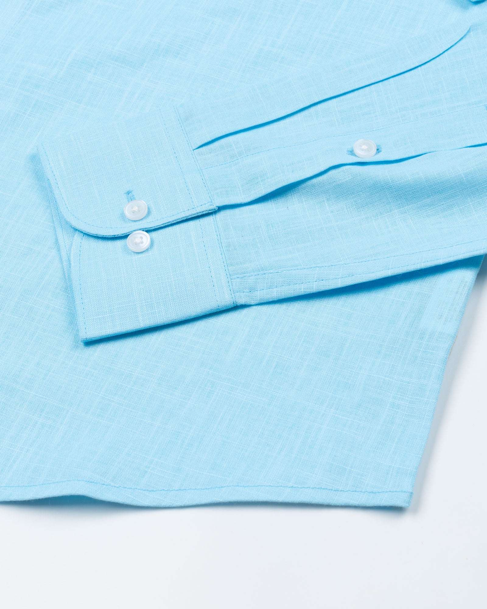 Airloom Sky Blue Plain Linen Button Down Shirt - John Ellies