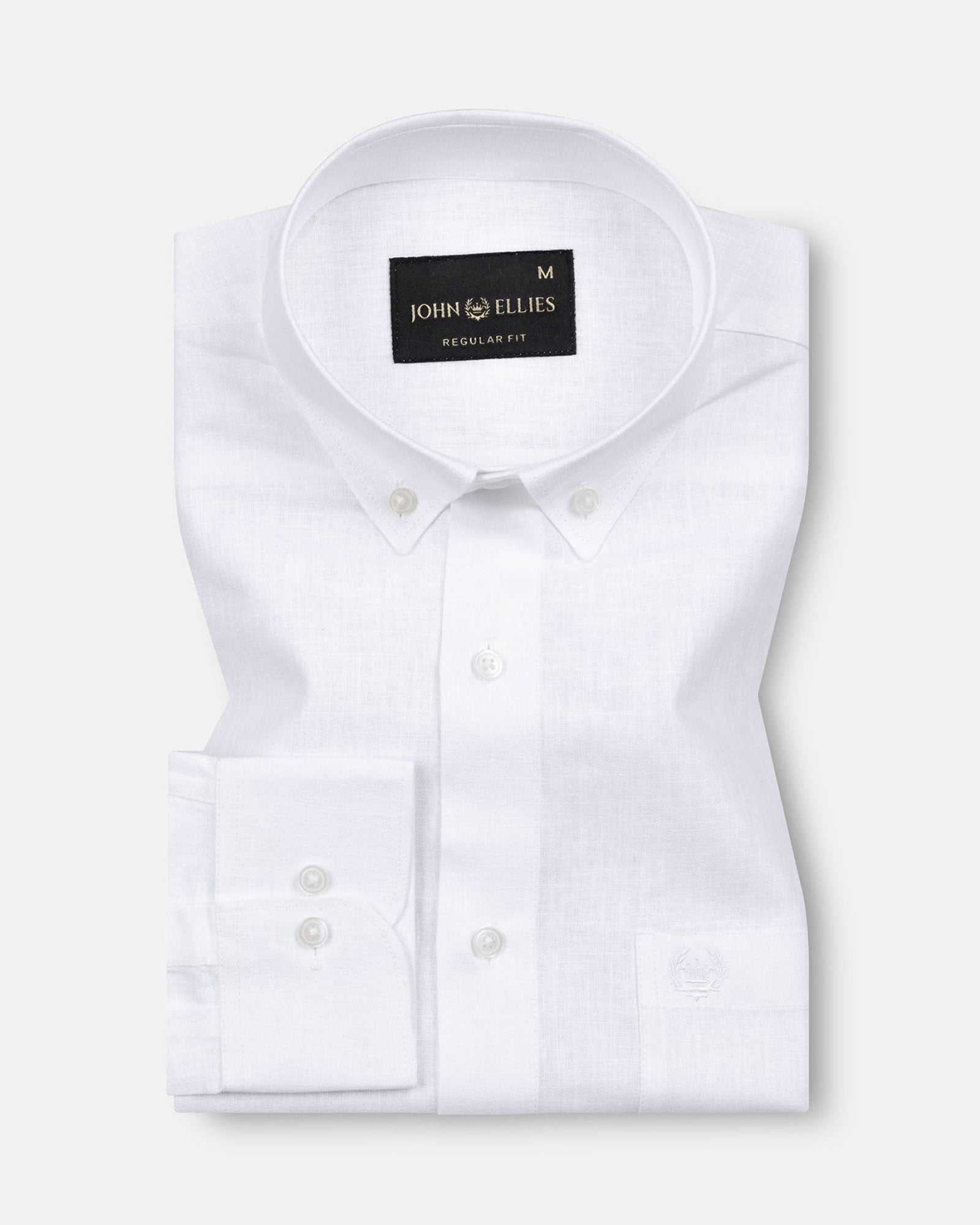 Airloom White Plain Linen Button Down Shirt - John Ellies